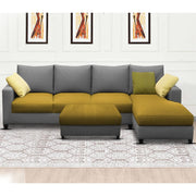 Rihan 8 Seater L Shape Sofa Set with Ottoman for Living Room (Yellow Grey Fabric) Right Side Sofa