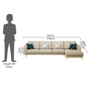Falco RHS 6 Seater L Shape Sofa Set for Living Room (Cream Fabric) Premium Fabric Sofa