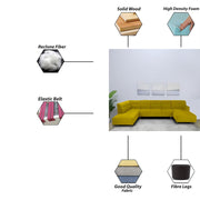Ragno 8 Seater U Shape Sofa Set for Living Room (Yellow Fabric) Premium Fabric Sofa