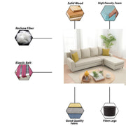 Jester 4 Seater Sofa Set with Center Table for Living Room (Cream Colour) Premium Fabric Sofa
