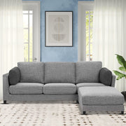 Nairo 4 Seater Interchangeable L Shape Sofa with Ottoman for Living Room (Grey Fabric)