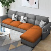 Andon 6 Seater L Shape Sofa Set for Living Room (Black Grey Fabric) Left Side Sofa