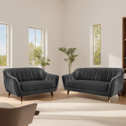 Casaliving Anyse 2 Seater Sofa Set for Living Room (Grey Colour Fabric) Premium Fabric Sofa