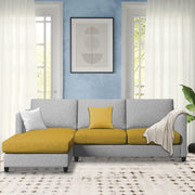 Hanery 4 Seater L Shape Sofa Set for Living Room | Colour - Yellow Grey