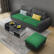 Francis 3 Seater Sofa with Ottoman Set for Living Room (Black Green Fabric)