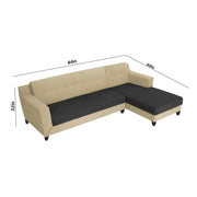 Fracher RHS 4 Seater L Shape Sofa Set for Living Room (Cream Black Fabric) Premium Fabric Sofa