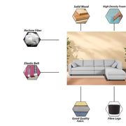 Dorian RHS 6 Seater L Shape Sofa Set for Living Room (Grey Fabric) Premium Fabric Sofa