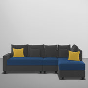Inclair RHS 6 Seater L Shape Sofa Set for Living Room (Blue Black Fabric) Premium Fabric Sofa