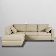 Dorian LHS 4 Seater L Shape Sofa Set for Living Room (Cream Fabric) Premium Fabric Sofa