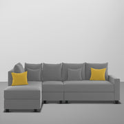 Inclair LHS 6 Seater L Shape Sofa Set for Living Room (Dark Grey Fabric) Premium Fabric Sofa