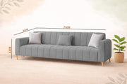 Velour Modern Velvet Sofa, Tufted Design Upholstered 3 Seater Sofa Set for Living Room, (Black Colour) Premium Velvet Fabric Sofa