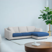 Cortina RHS 4 Seater L Shape Sofa Set for Living Room (Blue Grey Fabric) Premium Fabric Sofa