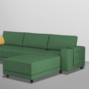 Linus RHS 4 Seater L Shape Sofa Set for Living Room (Green Fabric) Premium Fabric Sofa
