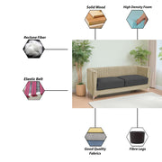 Ember 3 Seater Sofa Set for Living Room (Cream Black Colour) Premium Fabric Sofa