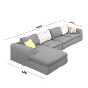 Badger LHS 6 Seater L Shape Sofa Set for Living Room (Black Fabric) Premium Fabric Sofa