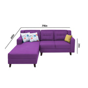 Lifestyle 4 Seater LHS L Shape Sofa Set for Living Room - (Purple Fabric) Premium Fabric Sofa Set