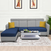 Emma RHS 6 Seater L Shape Sofa Set for Living Room (Blue Grey Fabric)