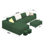 Badger RHS 8 Seater L Shape Sofa Set with Center Table for Living Room (Grey Fabric) Premium Fabric Sofa