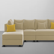 Inclair RHS 6 Seater L Shape Sofa Set for Living Room (Cream Fabric) Premium Fabric Sofa