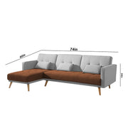 Gamora LHS 4 Seater L Shape Sofa Set for Living Room (Brown Grey) Premium Fabric Sofa