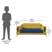 Falconar 3 Seater Sofa Set for Living Room (Blue Yellow abric) Premium Fabric Sofa