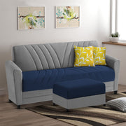 Francis 3 Seater Sofa Set With Ottoman for Living Room (Blue Grey) Fabric