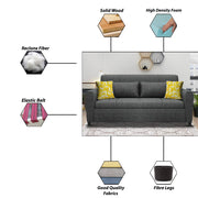 Garnet 3 Seater Sofa Set for Living Room (Dark Grey) Premium Fabric