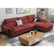 Hudson 4 Seater L Shape Sofa Set for Living Room (Maroon Fabric) Left Side