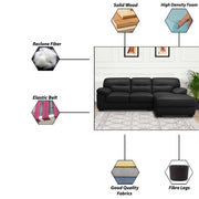 Raster RHS 4 Seater L Shape Sofa Set for Living Room (Black) Premium Leathertte Fabric Sofa