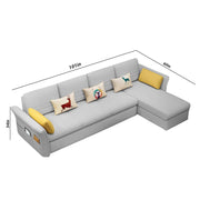Ventos RHS 6 Seater L Shape Sofa Set for Living Room (Grey) Premium Velvet Fabric