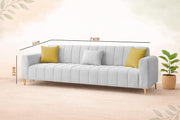 Velour Modern Velvet Sofa, Tufted Design Upholstered 3 Seater Sofa Set for Living Room, (Black Colour) Premium Velvet Fabric Sofa