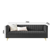 Casaliving Jarvis 3 Seater Sofa Set for Living Room (Black Fabric) | Premium Fabric Sofa