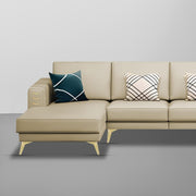 Falco LHS 6 Seater L Shape Sofa Set for Living Room (Cream Fabric) Premium Fabric Sofa