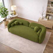 Getto Curved 3 Seater Cloud Sofa, Premium Design Upholstered 3 Seater Sofa Set for Living Room, (Black Colour) Premium Boucle Fabric Sofa