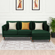 Croosen RHS 4 Seater L Shape Sofa Set for Living Room (Green Colour) Premium Velvet Fabric