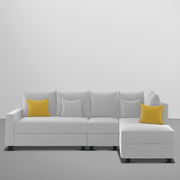 Inclair RHS 6 Seater L Shape Sofa Set for Living Room (Grey Fabric) Premium Fabric Sofa