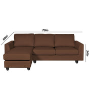 Danver LHS 4 Seater L Shape Sofa Set for Living Room (Brown Fabric) Premium Fabric Sofa