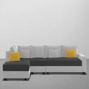 Inclair LHS 6 Seater L Shape Sofa Set for Living Room (Black Grey Fabric) Premium Fabric Sofa