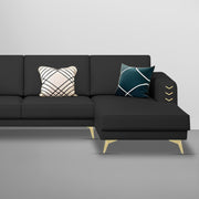 Falco RHS 4 Seater L Shape Sofa Set for Living Room (Black Fabric) Premium Fabric Sofa