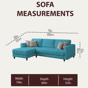Oslo 4 Seater LHS L Shape Sofa Set for Living Room (Turquise Fabric) Premium Fabric Sofa Set for Living Room