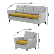 Slove 3 +1 + 1 Seater Sofa Set for Living Room | Color - Cream Black | Premium Fabric Sofa