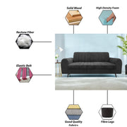 Brenti 3 Seater Sofa Set for Living Room (Cream Black Colour Fabric) Premium Fabric Sofa