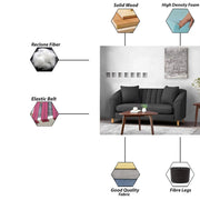 Doraldo 2 Seater Sofa Set for Living Room (Black Colour Fabric) Premium Fabric Sofa for Living Room