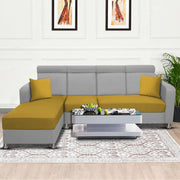 Emma RHS 6 Seater L Shape Sofa Set for Living Room (Yellow Grey Fabric)