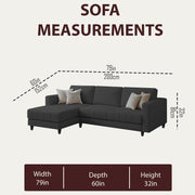 Oslo 4 Seater LHS L Shape Sofa Set for Living Room (Black Fabric) Premium Fabric Sofa Set for Living Room