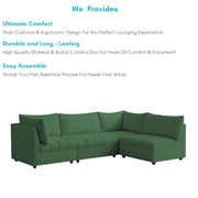 Lenser L Shaped Sofa Set for Living Room (Green Fabric) Premium Fabric Sofa Set