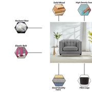 Sinclair 1 Seater Sofa Set for Living Room (Dark Grey Colour) Premium Fabric Sofa