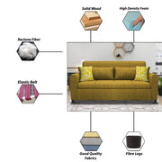 Garnet 3 Seater Sofa Set for Living Room (Yellow) Premium Fabric