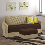Francis 3 Seater Sofa Set with Ottoman for Living Room (Cream Brown) Fabric