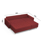 Ashton RHS 4 Seater L Shape Sofa Set with Center Table for Living Room (Maroon Fabric) Premium Fabric Sofa